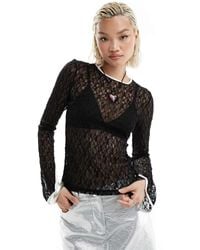 Monki - Long Sleeve Lace Top - Lyst