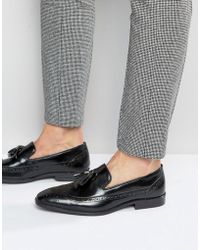 ASOS Asos Brogue Loafers In Black Leather With Tassel