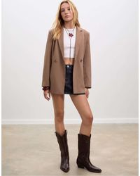 Stradivarius - Blazer cintré à double boutonnage - camel - Lyst