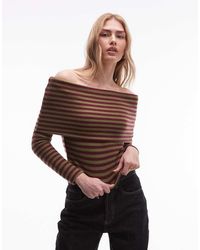 ASOS - Superzachte Gestreepte Top Met Blote Schouders En Omslag - Lyst