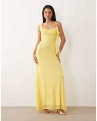 ASOS - Mesh Asymmetric Frill Detail Maxi Dress With Tie - Lyst
