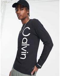 Calvin Klein - Easy care - t-shirt slim chiaro a maniche lunghe - Lyst