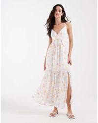 Hollister - Embroidered Strappy Tiered Maxi Dress - Lyst