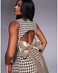 ASOS - Co-ord Houndstooth Boucle Waistcoat With Embellished Buttons And Bow Back - Lyst