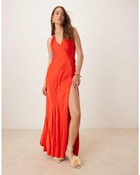 Bardot - Halterneck Satin Maxi Dress - Lyst