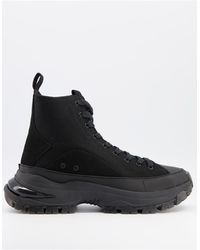 asos design high top sneakers in black mesh