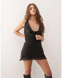 Collusion - Halter Hot Fix Chiffon Mini Dress - Lyst