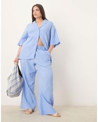 ASOS - Curve Cheesecloth Pull On Trousers With Raw Edge Detail Co-ord - Lyst