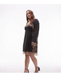 ASOS - Asos Design Curve Lace Detailing Long Sleeve Mini Dress - Lyst