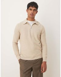 Mango - Jersey Con Cremallera Corta De Punto De Mezcla De Algodón De -Neutro - Lyst