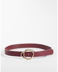 Vero Moda - Leather Gold Circle Buckle Belt - Lyst