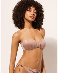 Calzedonia - Calzendonia Bandeau Bikini Top Shiny Satin - Lyst
