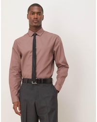 ASOS - Camisa De Vestir Rosa Empolvado De Corte Estándar De Popelina Fácil De Planchar De - Lyst