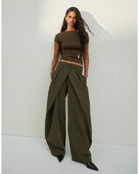 Bershka - Barrel Trousers With Pleats - Lyst