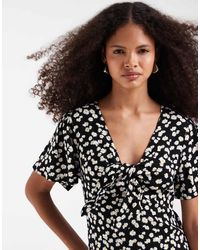 Vero Moda - Easy Joy Short Sleeve Bow Front Mini Dress - Lyst