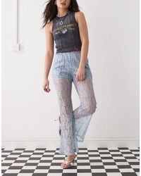 Amy Lynn - Sheer Lace Straight Leg Trousers - Lyst