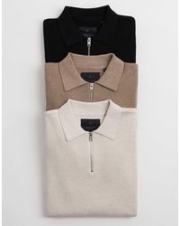 Jack & Jones - Premium Long Sleeve Knitted Polo With Quarter Zip - Lyst