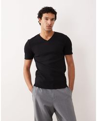 ASOS - – es, geripptes muskelshirt mit v-ausschnitt - Lyst