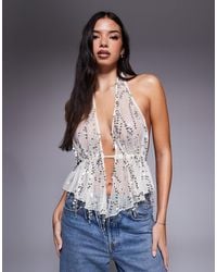ASOS - Scatter Sequin Mesh Halter Top - Lyst
