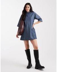 Native Youth - Denim Striped Collared Dress - Lyst