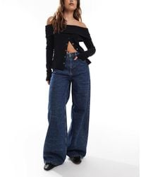 Object - – jeans aus dunklem denim mit marmor-waschung und besonders weitem bein - Lyst