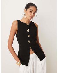 ASOS - Chaleco Con Botones Variados Y Cuello Barco De Punto De - Lyst