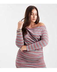 Collusion - Plus Stripe Off-shoulder Dress - Lyst