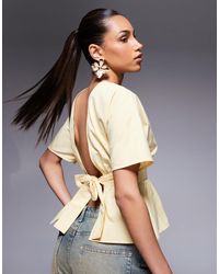ASOS - Blouse sans manches à dos ouvert avec liens à la taille - babeurre - Lyst