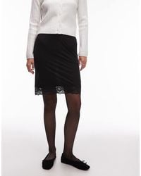 ASOS - Semi Sheer Mesh Knee Length Skirt With Lace Trim - Lyst