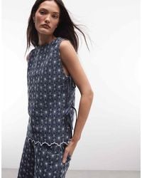 Reclaimed Vintage - Chambray Denim Cutwork Tie Detail Tabard - Lyst