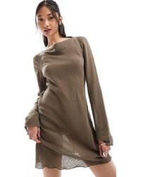 Weekday - Ginko Linen Blend Long Sleeve Mini Dress - Lyst