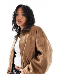 ASOS - Asos Design Petite Faux Suede Bomber Jacket - Lyst