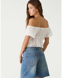 Stradivarius - Bermuda en jean à taille mi-haute - clair - Lyst