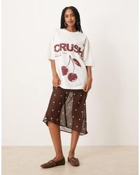 ASOS - Camiseta Extragrande Con Estampado Gráfico De Cereza Y Texto "Cherry" De -Blanco - Lyst