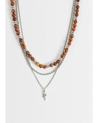 ASOS - 3 Pack Faux Tiger's Eye Beaded Rose Pendant Necklace - Lyst