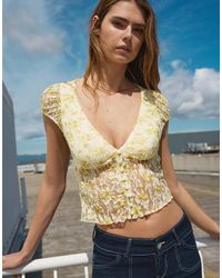 Bershka - Short Sleeve Lace Top - Lyst