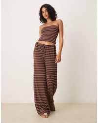 ASOS - Pantalon large d'ensemble à rayures - chocolat - Lyst