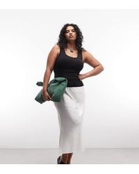 ASOS - Asos Design Curve Satin Bias Midi Skirt - Lyst