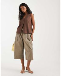 Pieces - High Waisted Longline Bermuda Shorts - Lyst