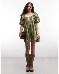 Reclaimed Vintage - Stripe Linen Blend Smock Dress - Lyst