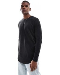 Jack & Jones - Essentials Longline Long Sleeve T-shirt With Curve Hem - Lyst