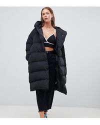 Boohoo Черное Дутое Пальто С Капюшоном - Многоцветный