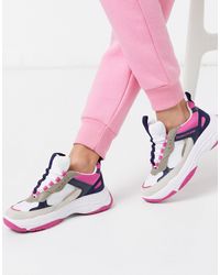 calvin klein white maya mesh and suede fashion chunky trainers