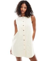 ASOS - Denim Mini Jurk Met A-Lijn En Knoopsluiting - Lyst