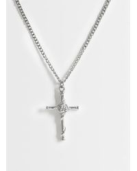 ASOS - Waterproof Stainless Steel Rose Centre Cross Pendant Necklace - Lyst