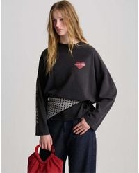 Pull&Bear - T-Shirt Met Lange Mouwen En Grafische Print - Lyst