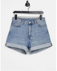 High waist denim shorts Monki Femme Vêtements Pantalons & Jeans Pantalons courts Shorts Blue 