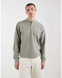 ASOS - Oversized Boxy Long Sleeve T-shirt With Henley Neck - Lyst