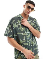 ASOS - Camicia Oversize Squadrata Con Stampa Di Foglie E Rever - Lyst