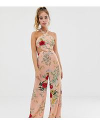 Boohoo Exclusivité - Combinaison large à découpes - Rose fleuri